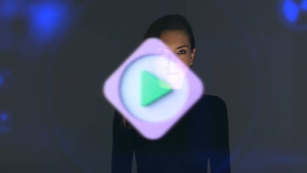girl opens a hologram